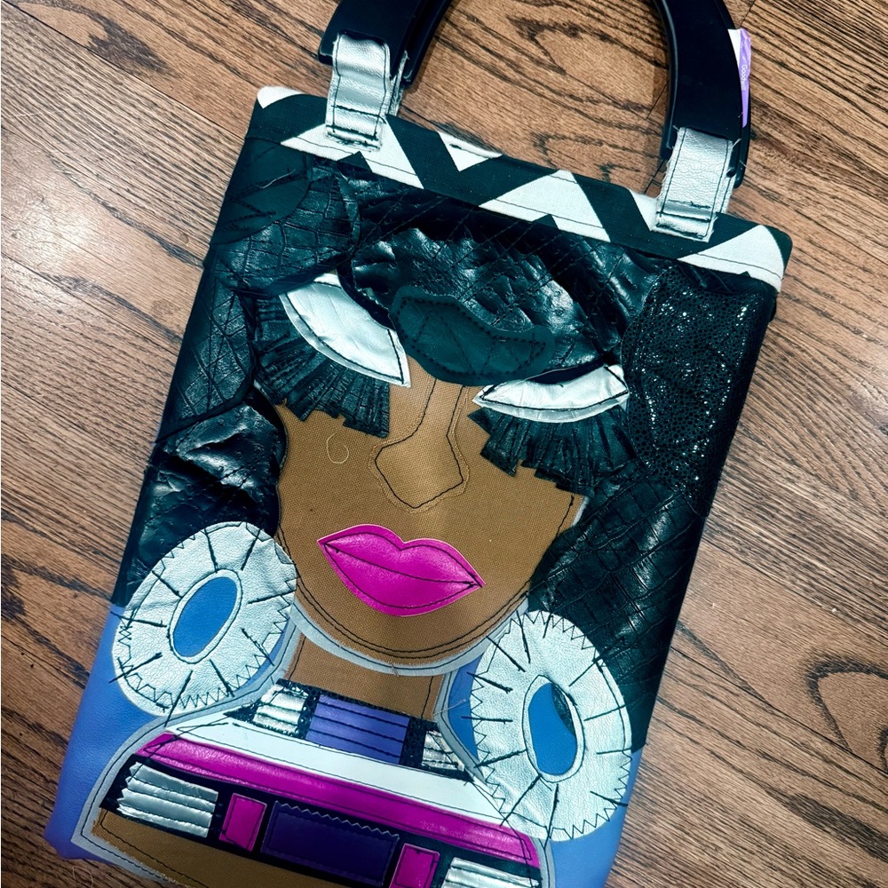 Artistic Purple and Black Tote Bag - Picture 2 of 4